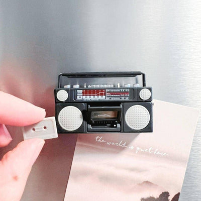 Retro Mini Cassette Tape Player Fridge Magnet, Black