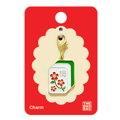Mahjong Flower Plum Enamel Charm