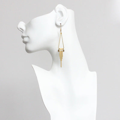 Brass Triangle Chandelier earrings