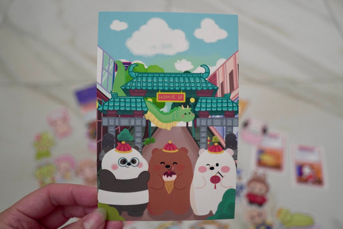 A photo of one of the artist's prints inspired by We Bare Bears