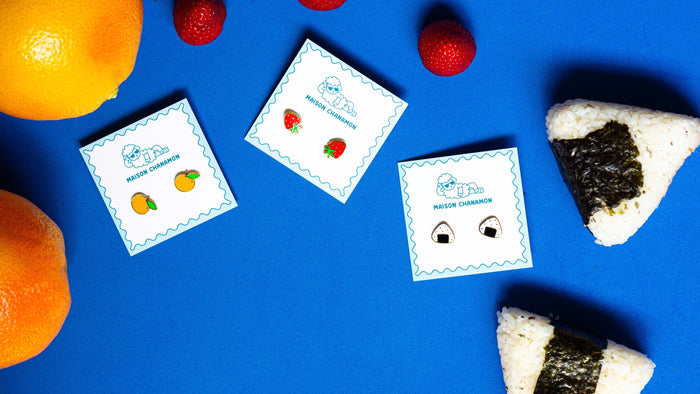 Photo of food shaped pins laid out