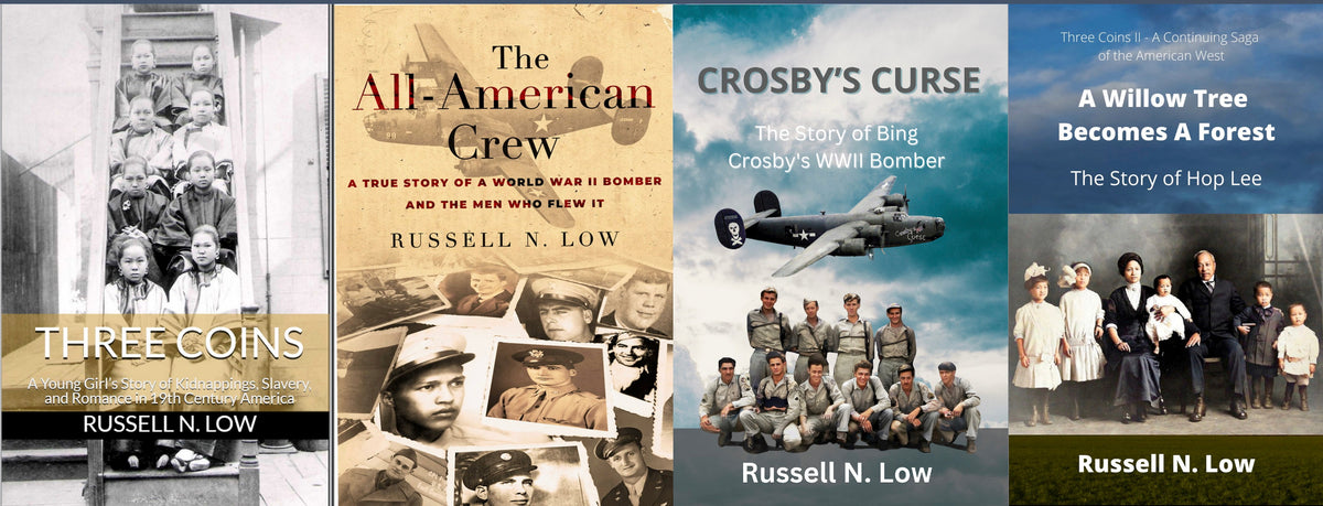 Four book covers of books written by the author