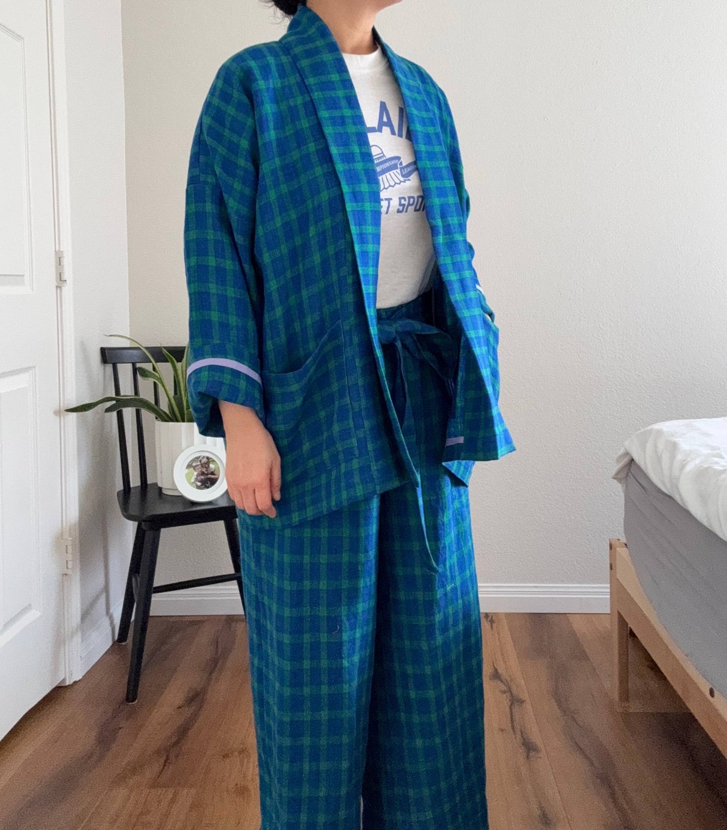 Blue Check Linen Jacket