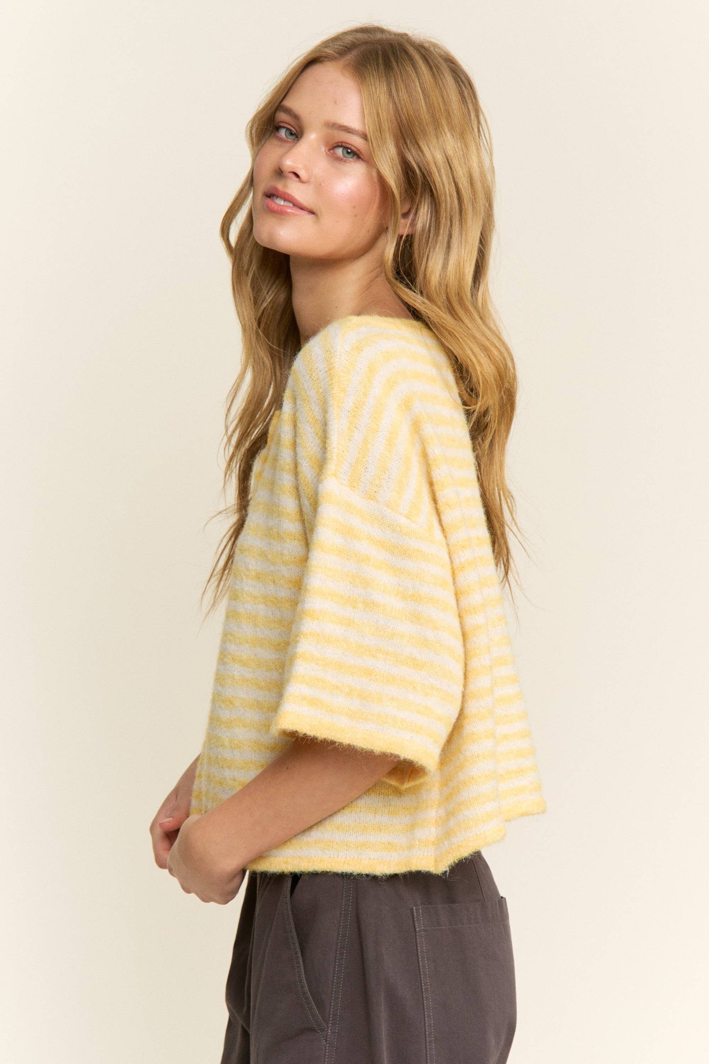 LOU - Striped Cropped Cardigan