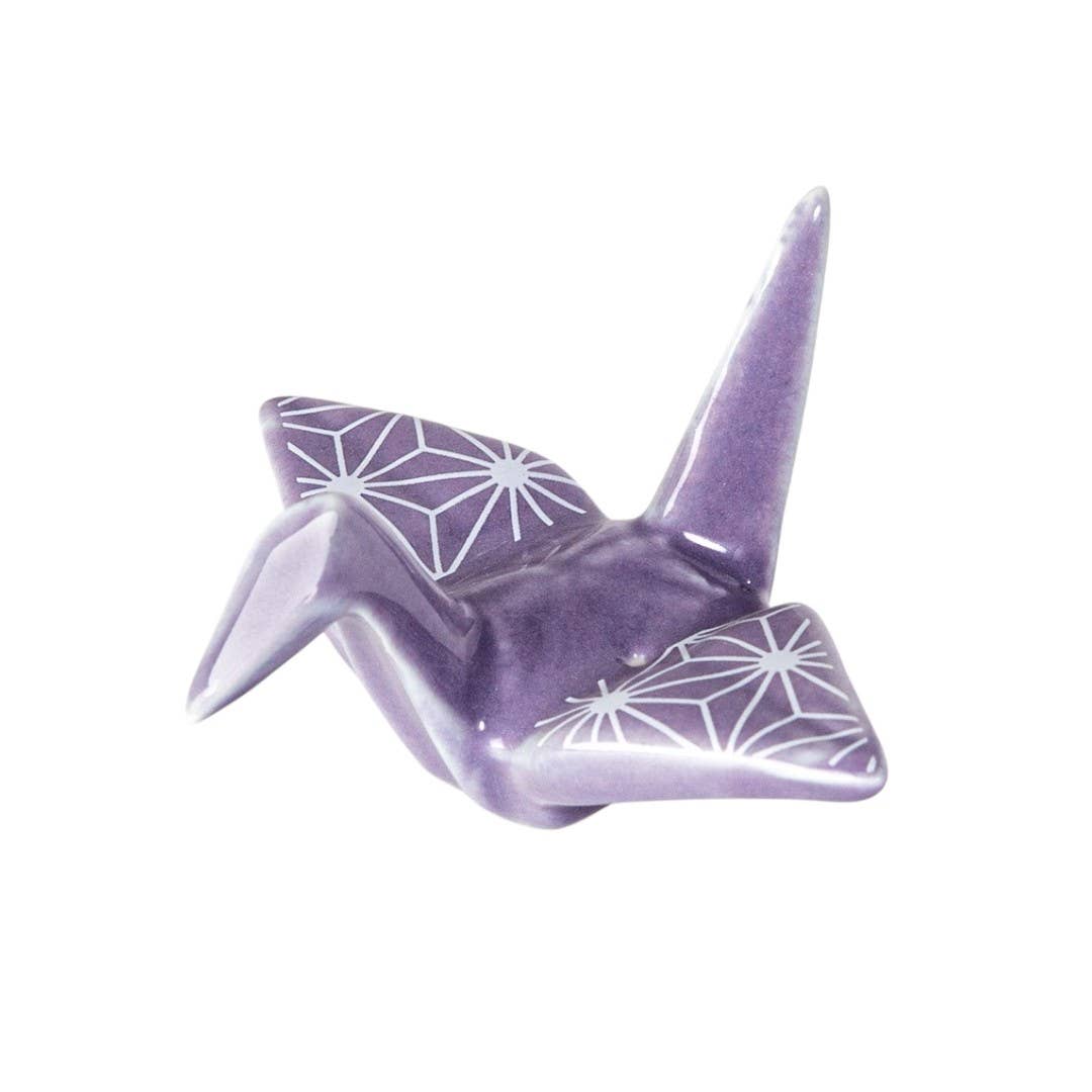 Origami Crane Chopsticks Rest - Asanoha Purple
