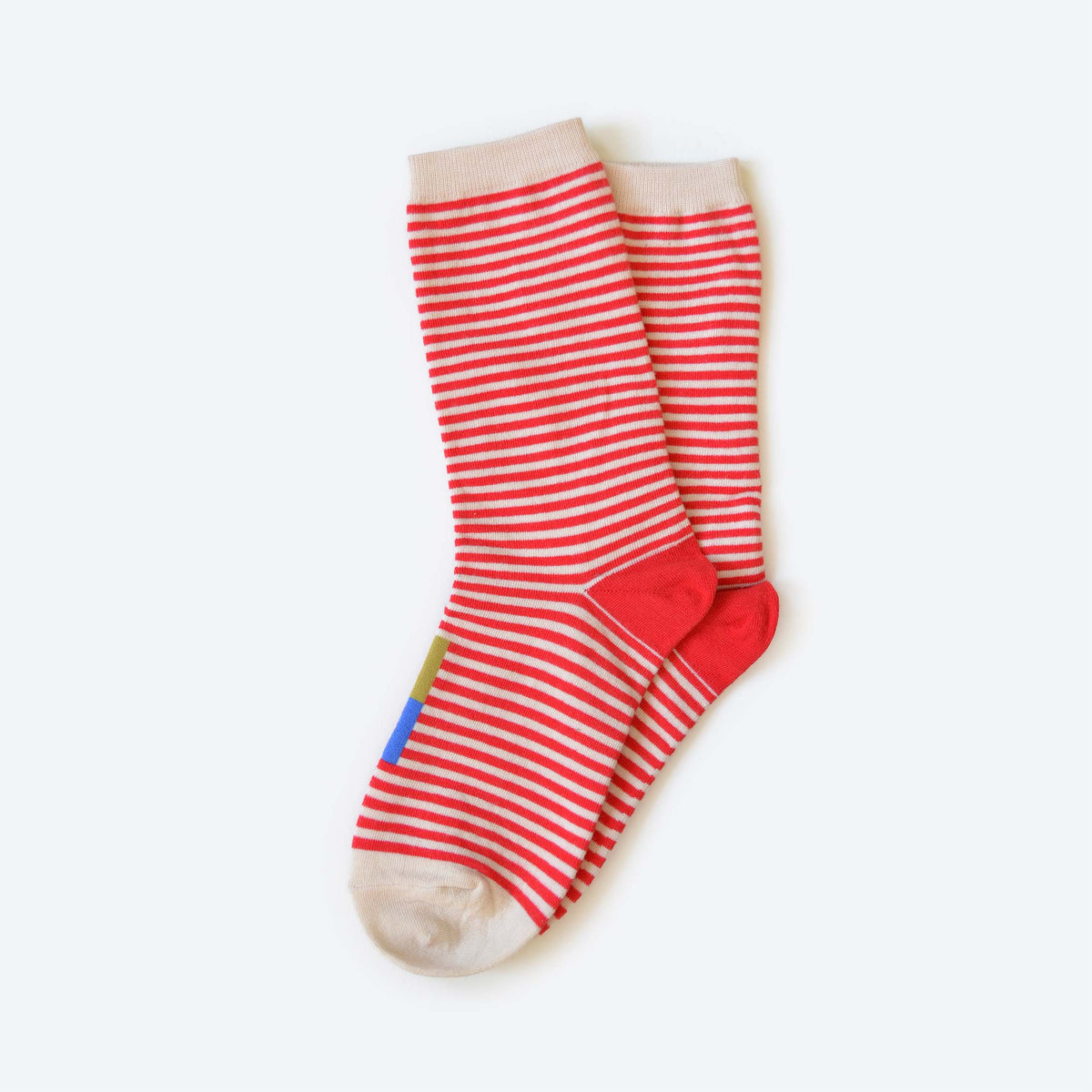 Cole Thin Stripe Crew Socks — Poppy