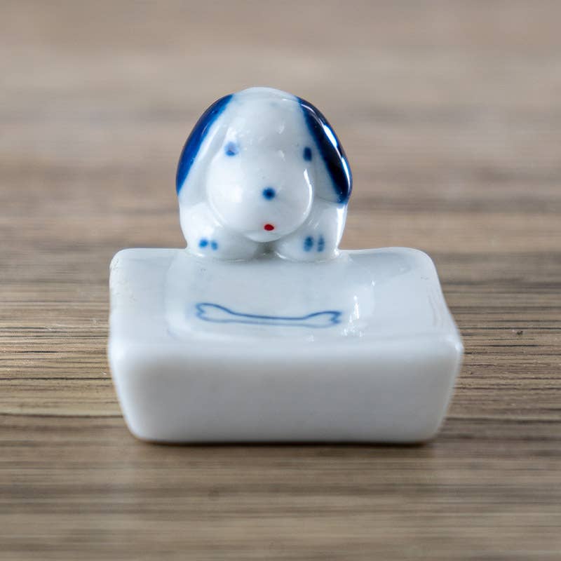 Dog and Bone Porcelain Chopsticks Rest