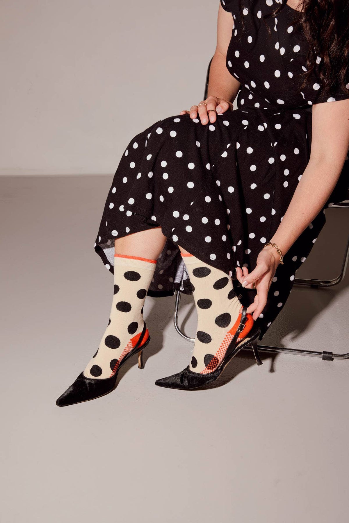 Panhandle Classic Dot Crew Socks — Cream