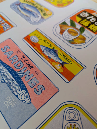Tinned Fish Risograph Print