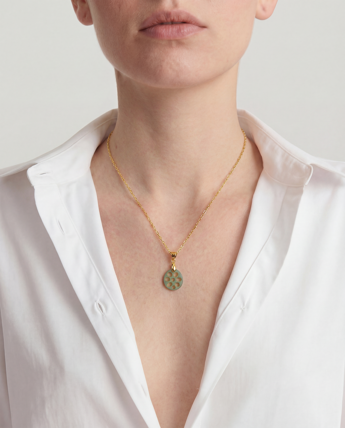 Lotus Root Jade Pendant Necklace
