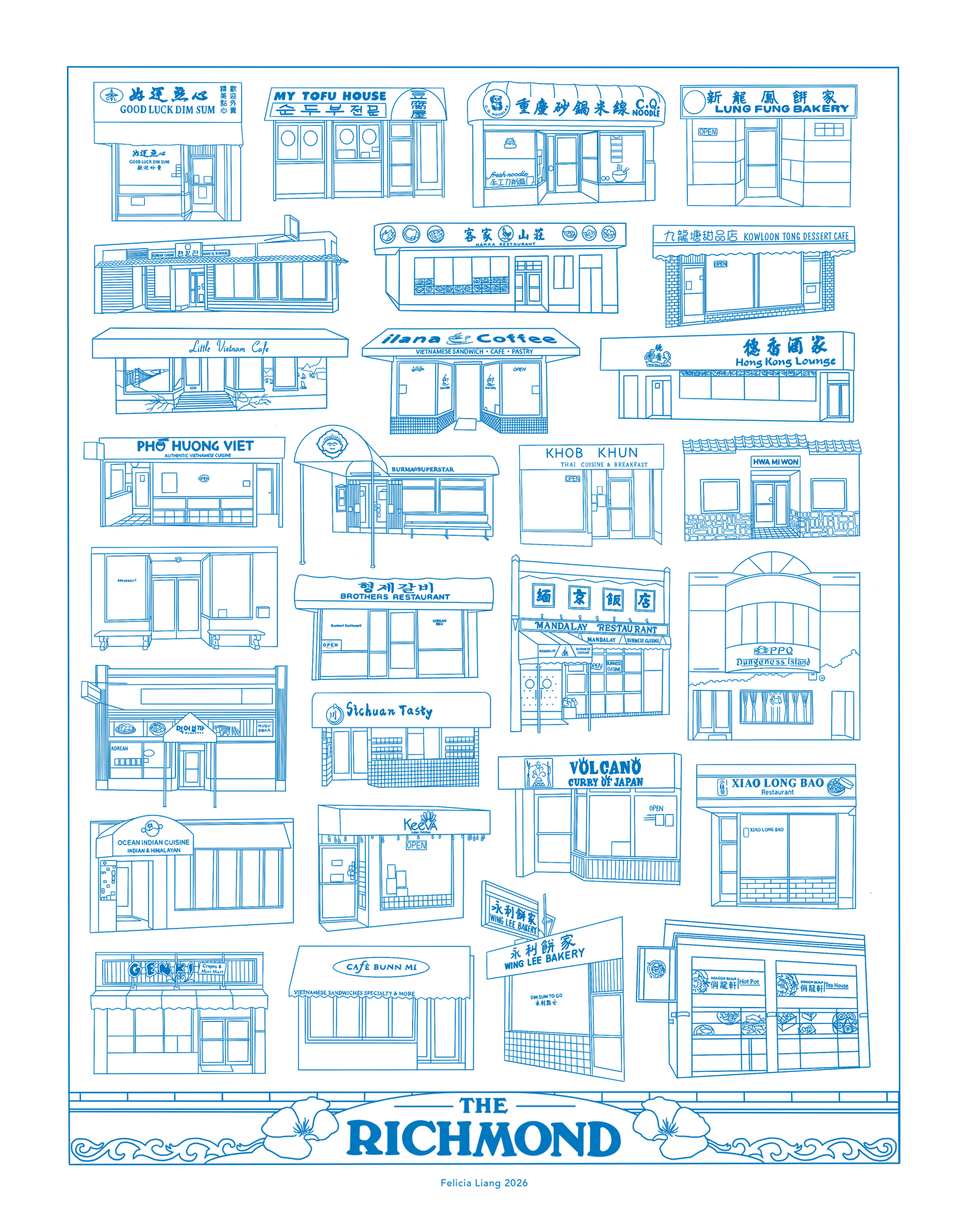 The Richmond District San Francisco Risograph Print