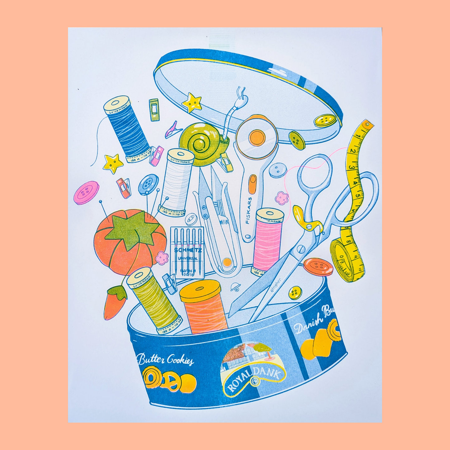 Butter Cookie Sewing Supplies Risograph Print