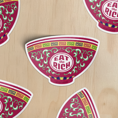 Eat the Rich Mun Shou Porcelain Bowl Vinyl Sticker