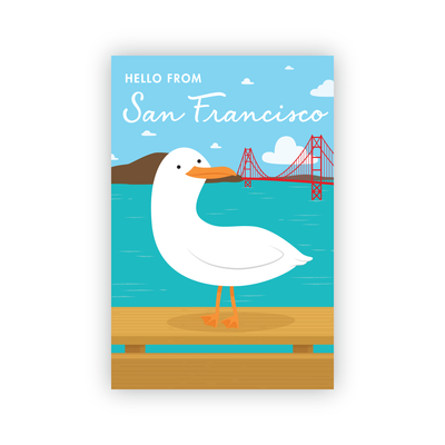Hello from San Francisco Seagull Postcard