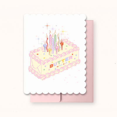 Butter with Age (pink version) Birthday Card