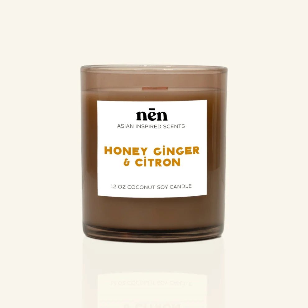 Honey Ginger Citron Wood Wick Candle 12oz.