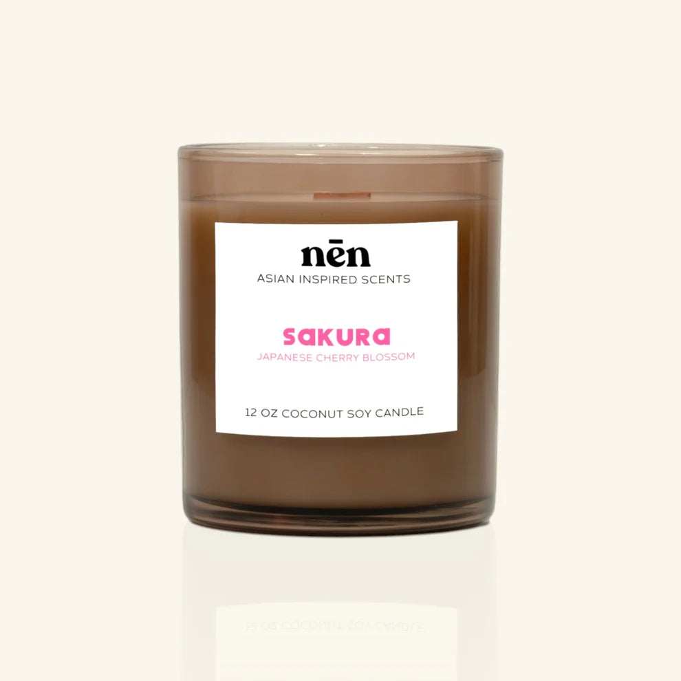 Sakura Wood Wick Candle 12oz.