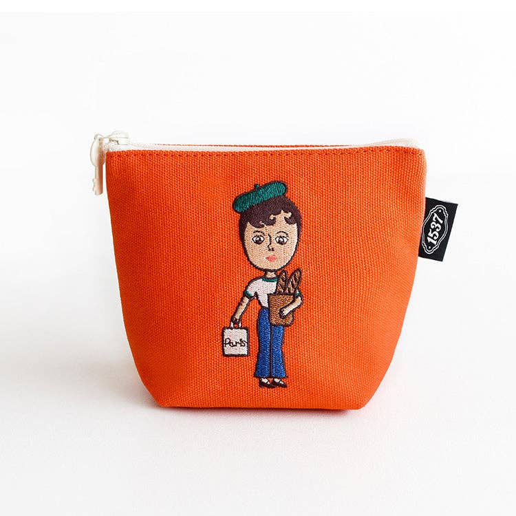 Embroidered Boat Pouch