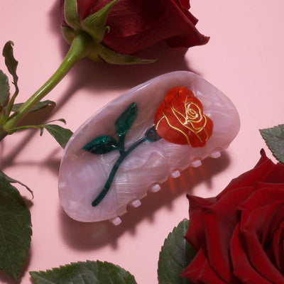 Belle Red Rose Hair Claw Clip
