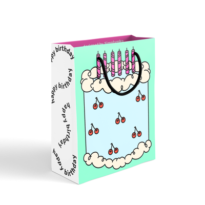 Cherry Birthday Cake Gift Bag