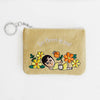 Embroidered Zip Pouch with Chain Ring