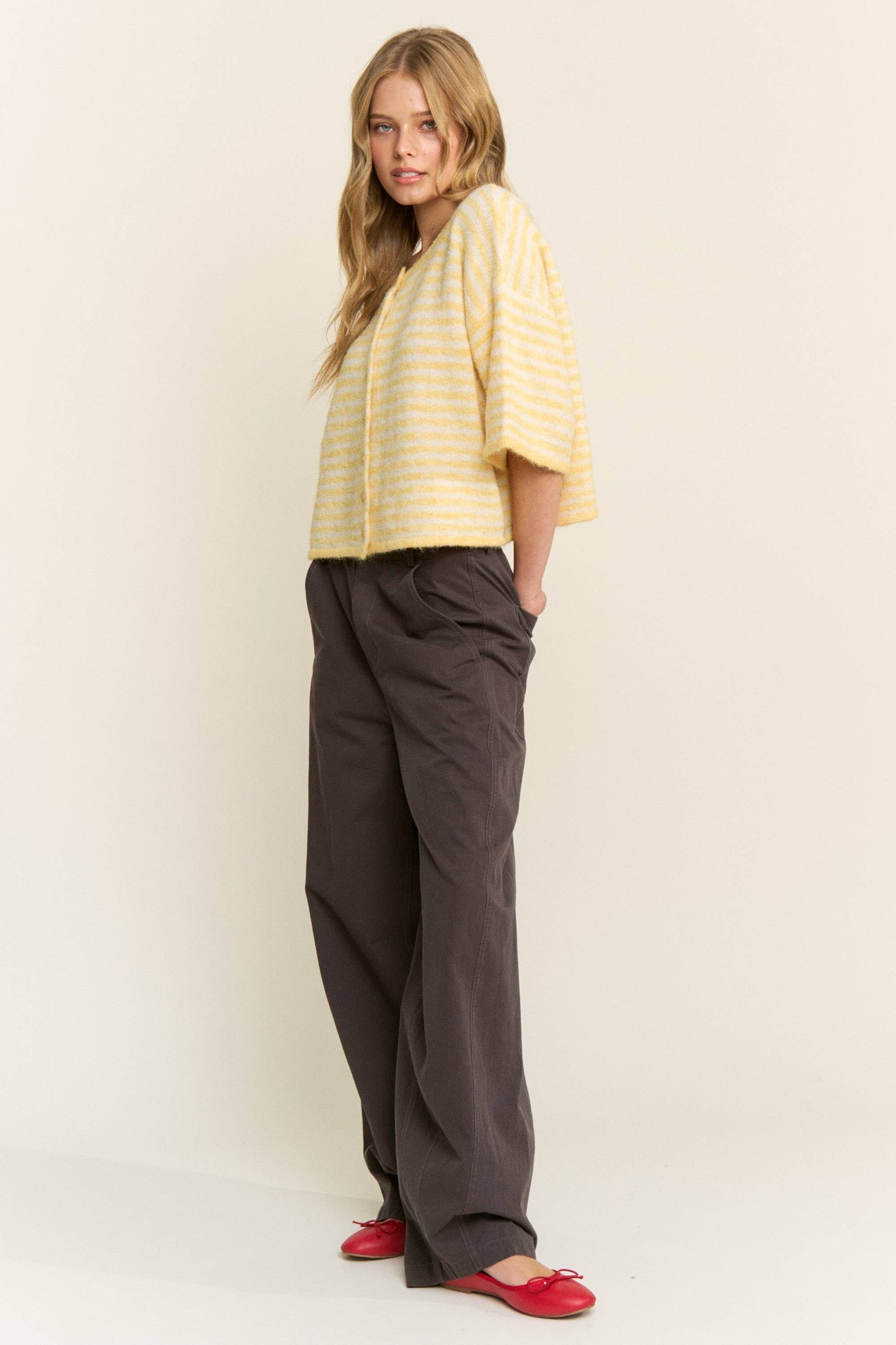 LOU - Striped Cropped Cardigan