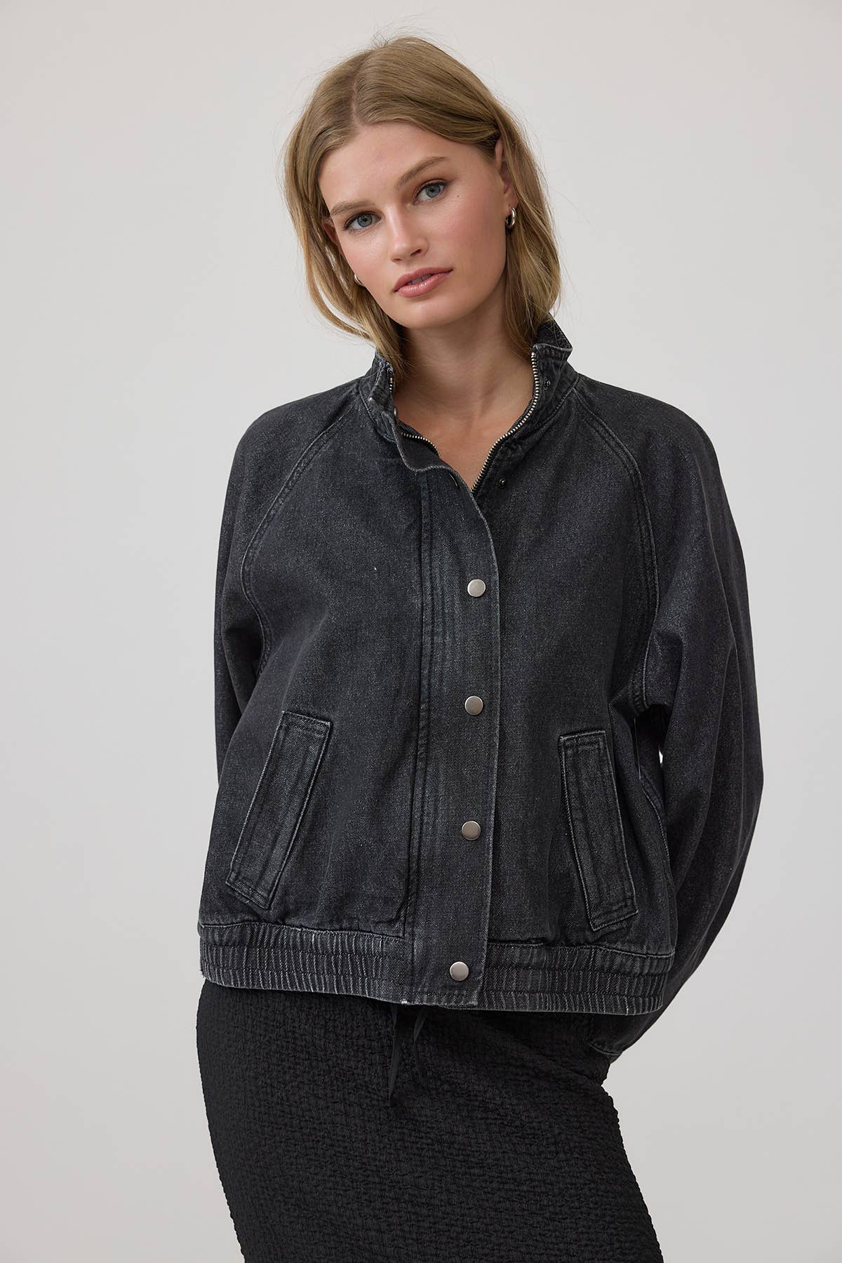 Washed Denim Bomber Jacket