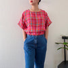 Pink Check Linen Top