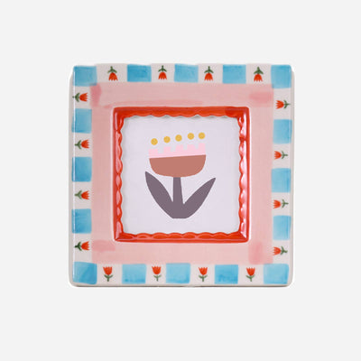 Ceramic Photo Frame, Red Flowers