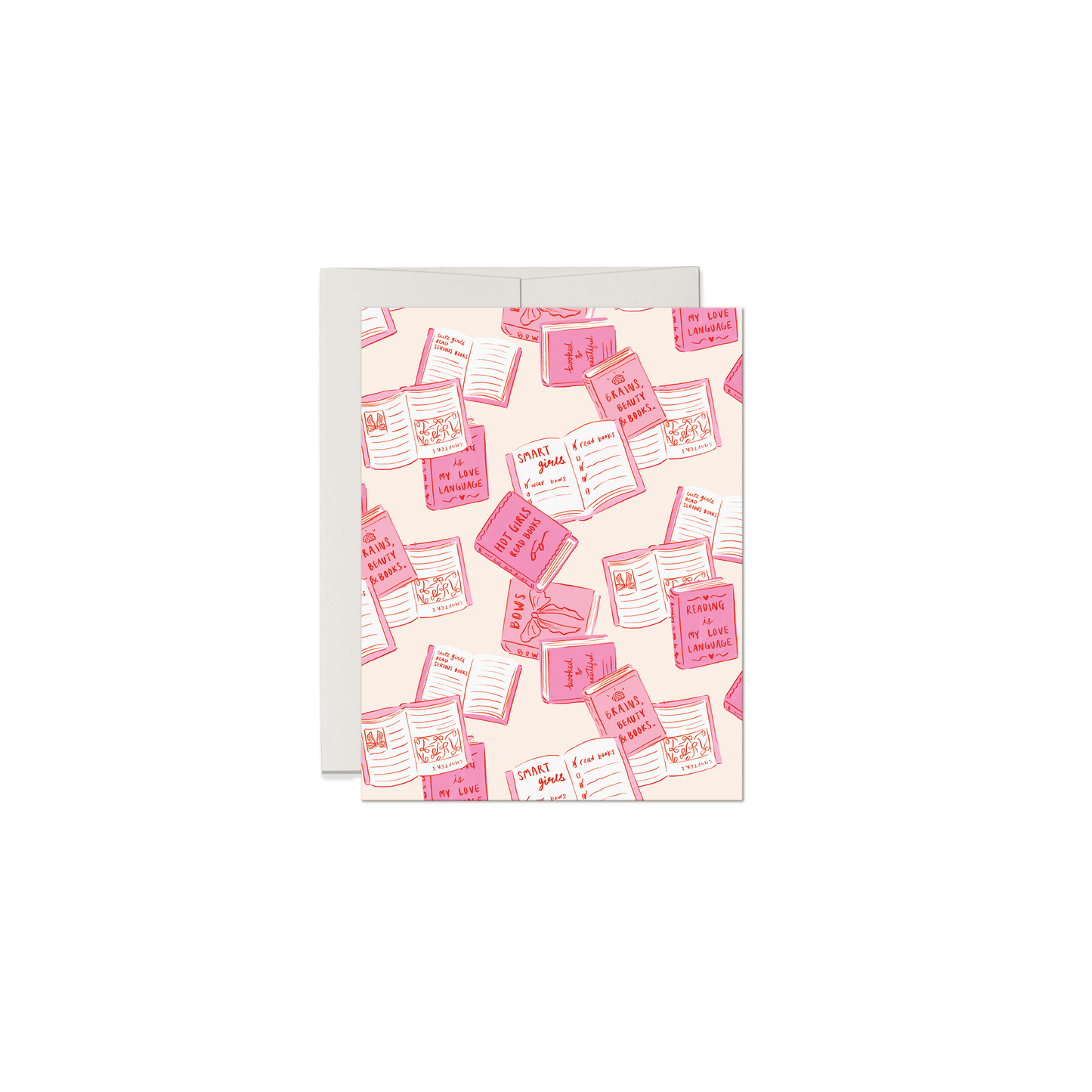 Book Lover Pink Greeting Card