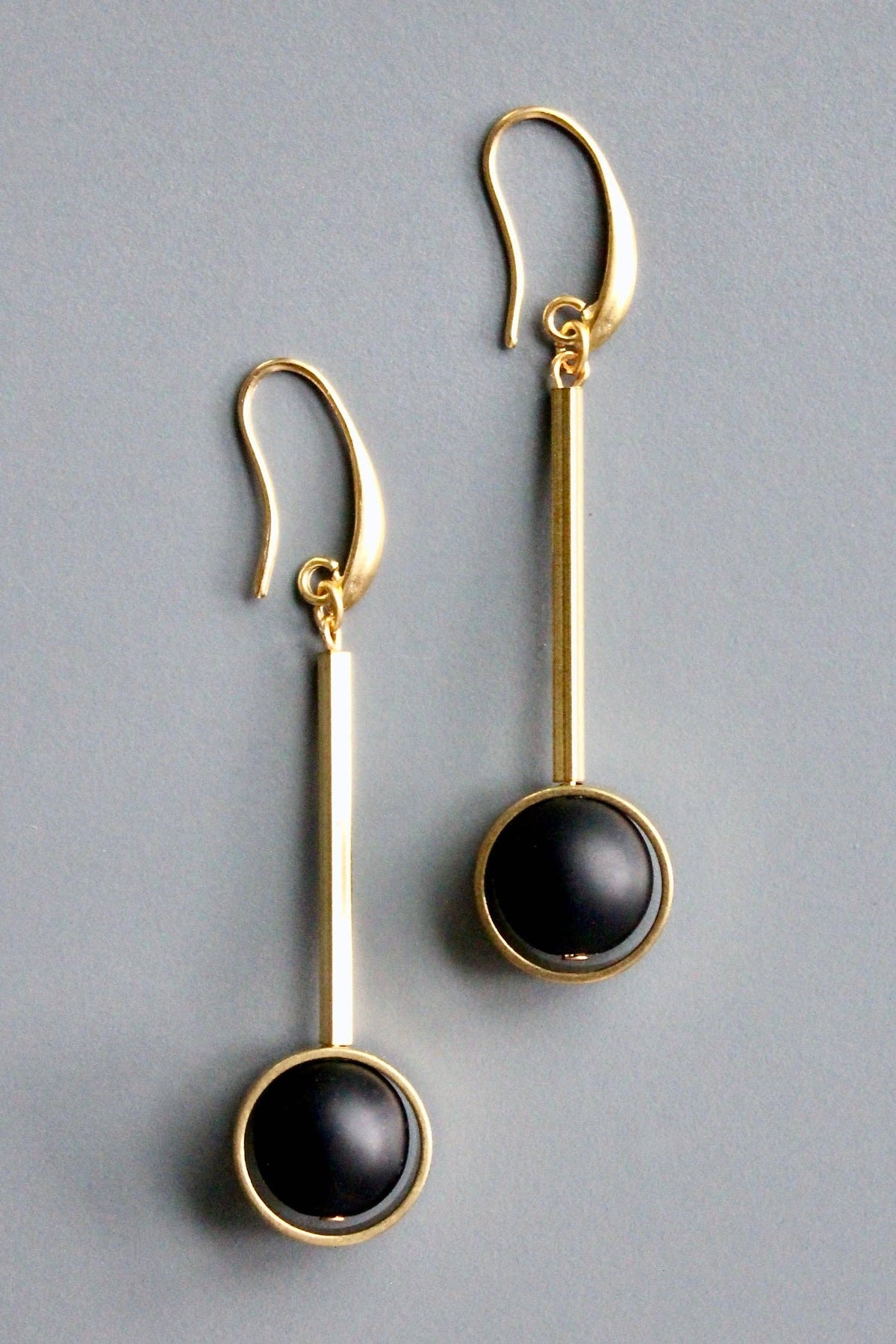 Jet glass earrings