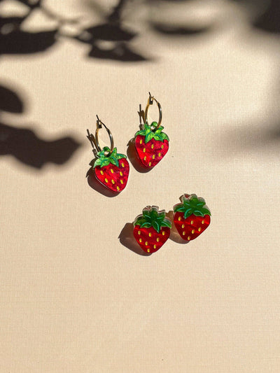 Mini Strawberry Acrylic Earrings