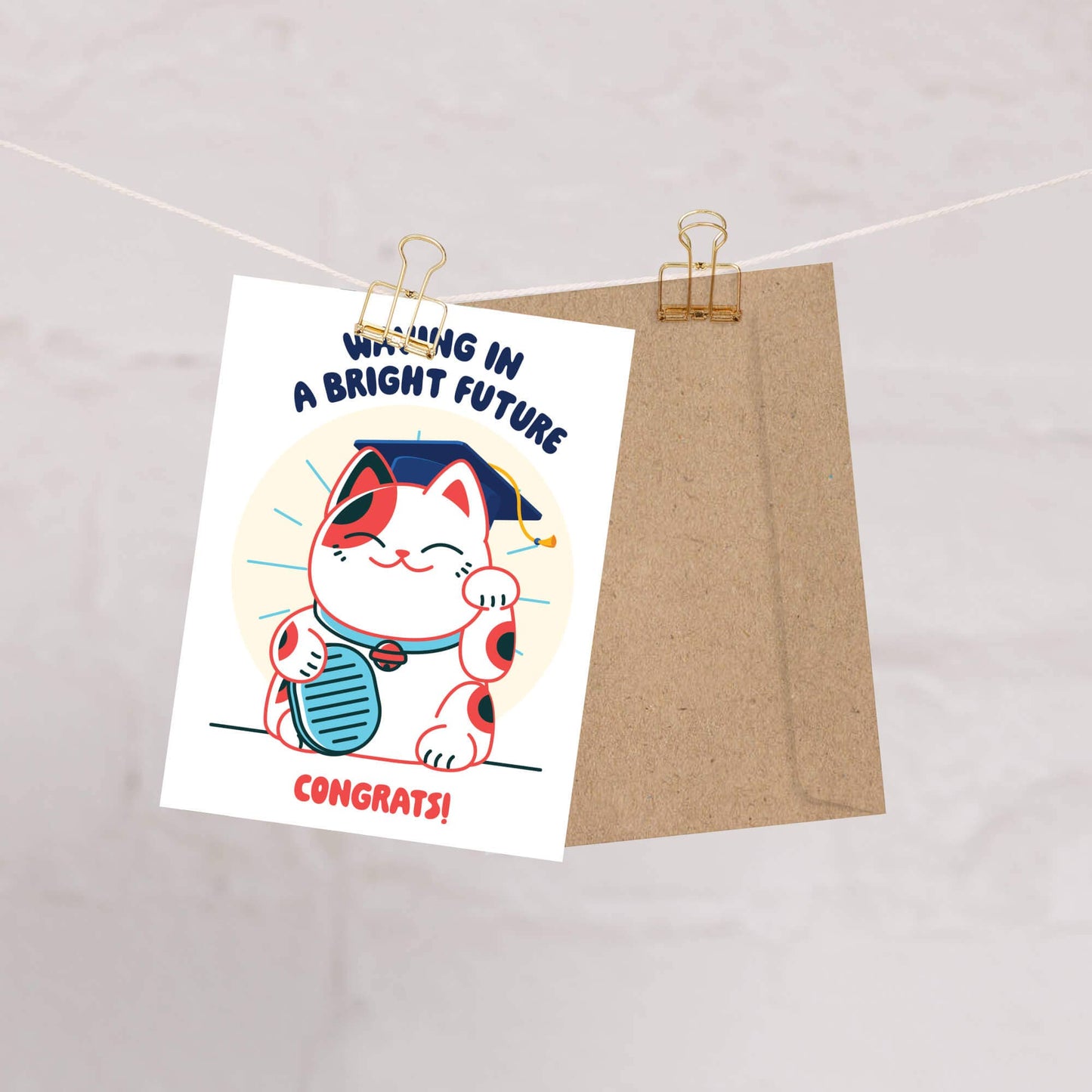 Lucky Cat Graduation Card