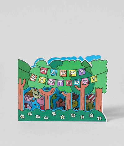 Happy Birthday Forest Surprise Shaped Card