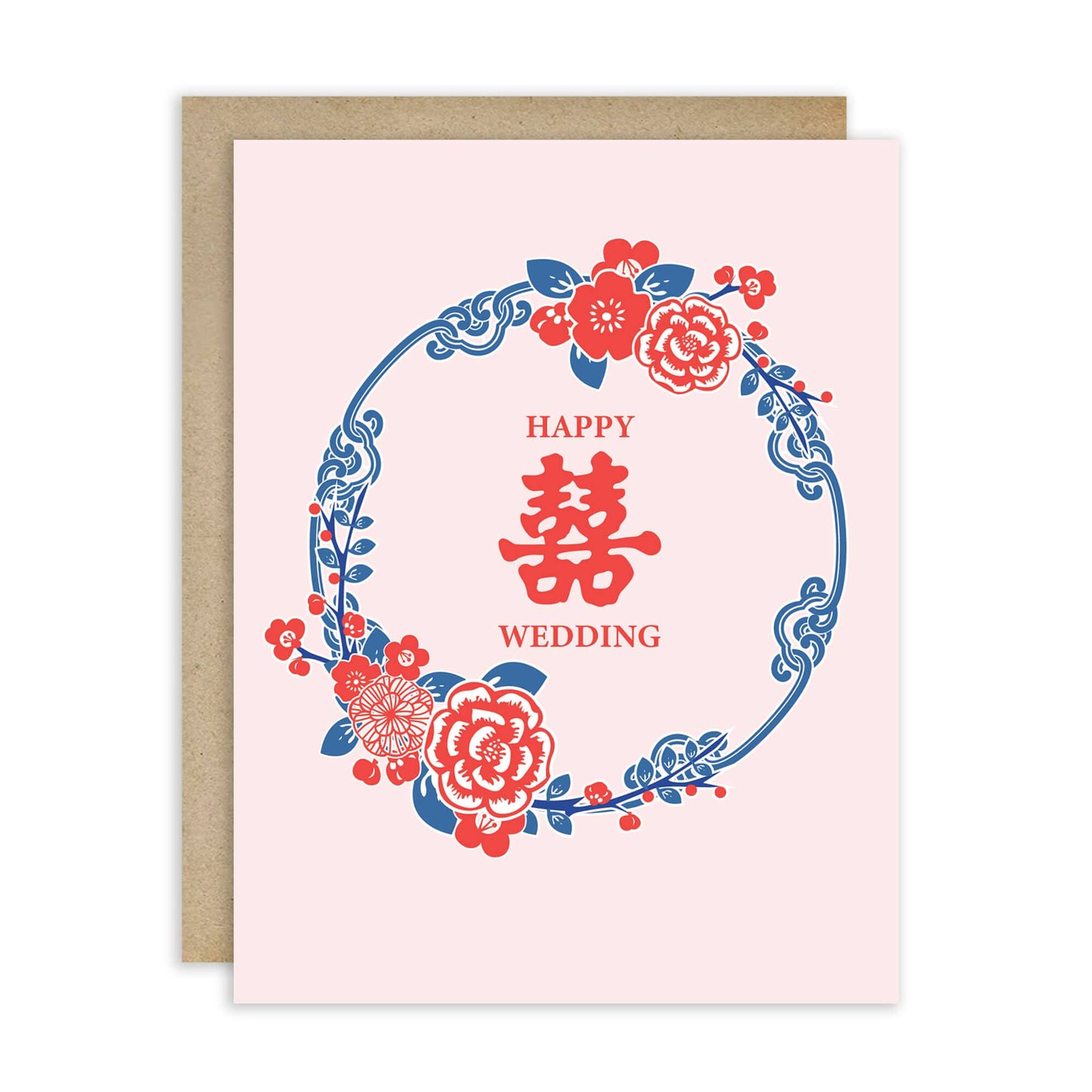 Pink Double Happiness Wedding Card