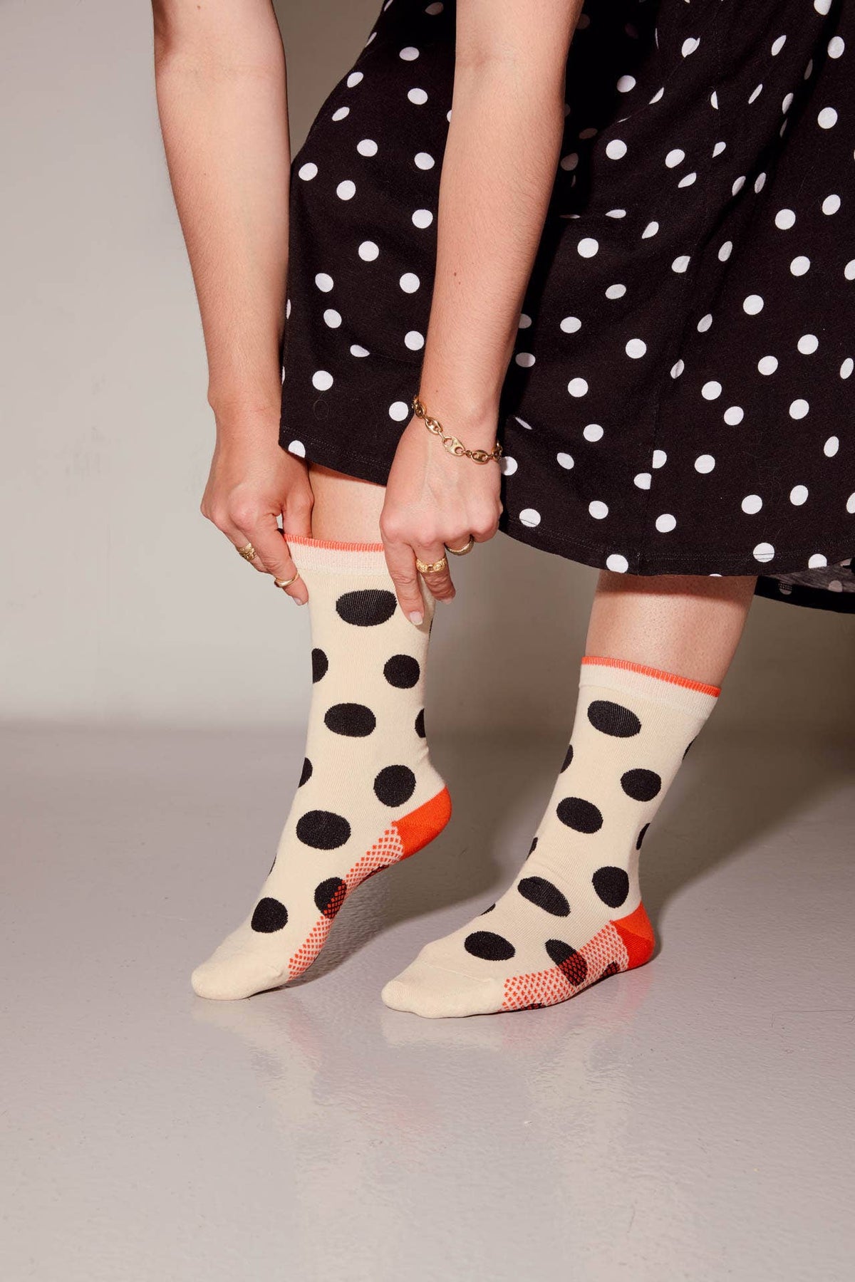 Panhandle Classic Dot Crew Socks — Cream