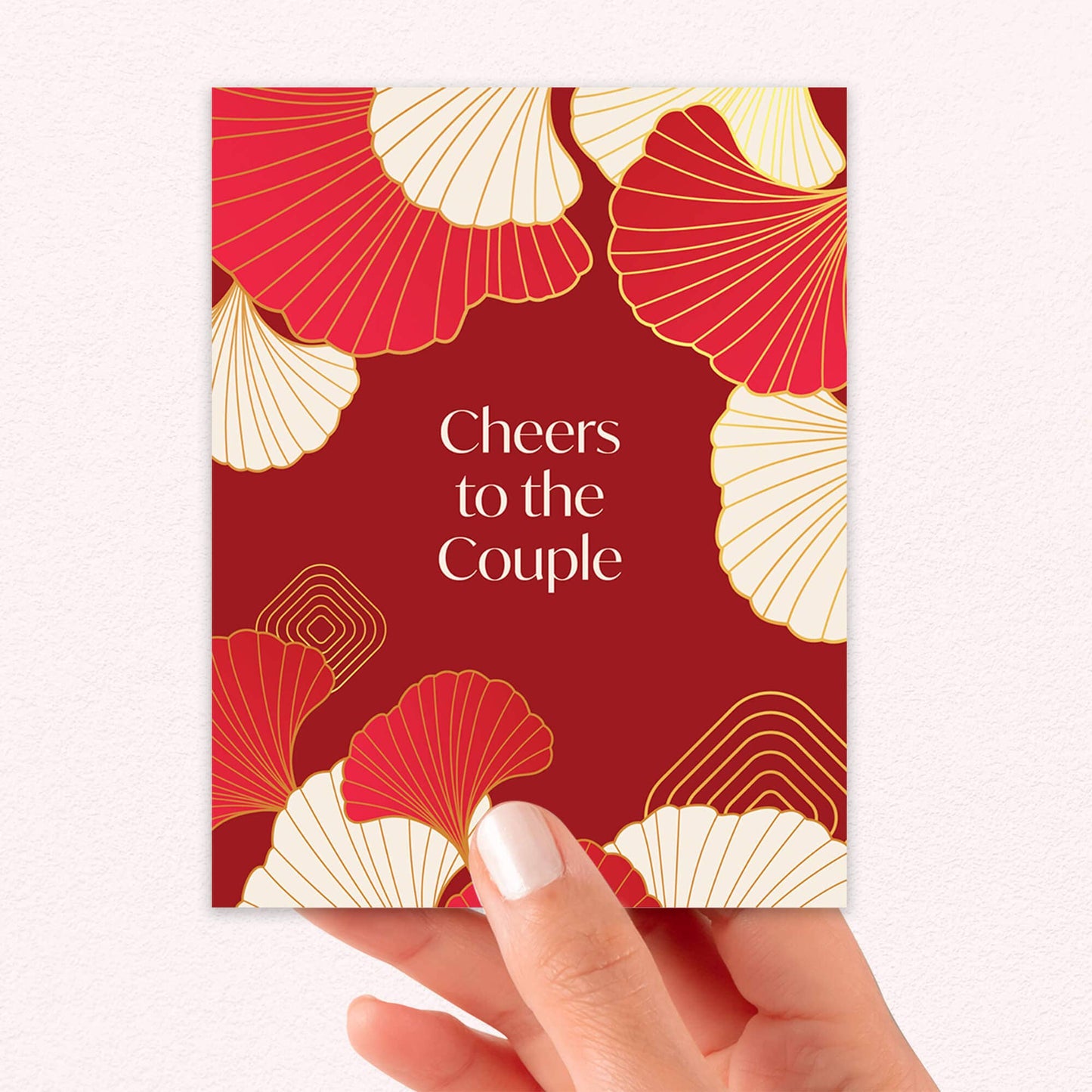 Red & Gold Gingko Wedding Card