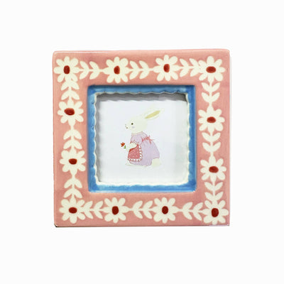 Pink Flowers Ceramic Photo Frame