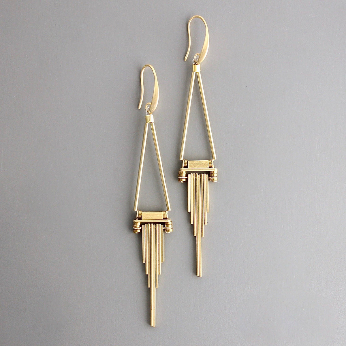 Brass Triangle Chandelier earrings