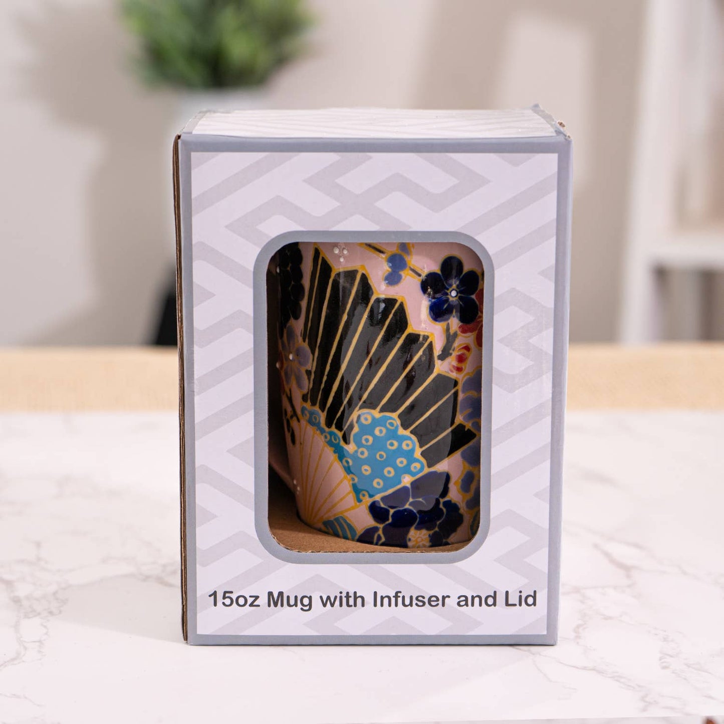 Festival Fan Design Tea Mug with Lid and Infuser