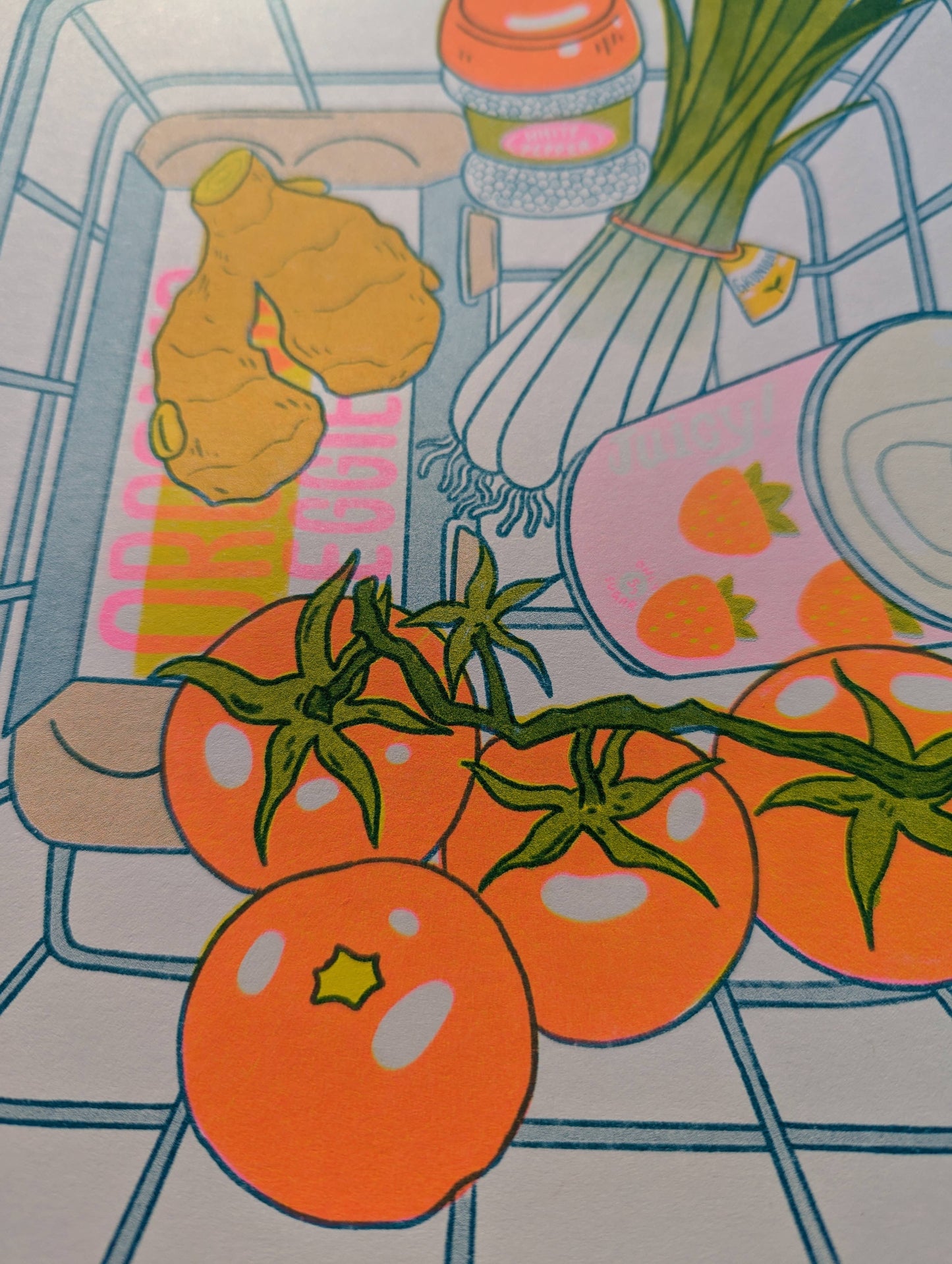 Tomato Egg Risograph Print