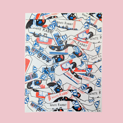 White Rabbit Candy Risograph Print