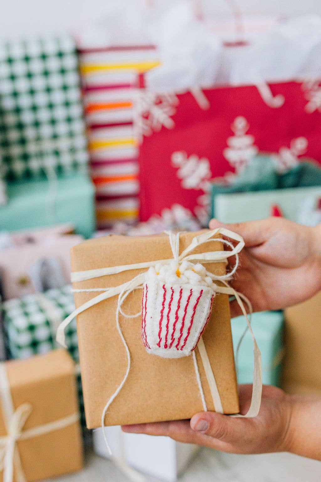 Popcorn Felt Ornament 