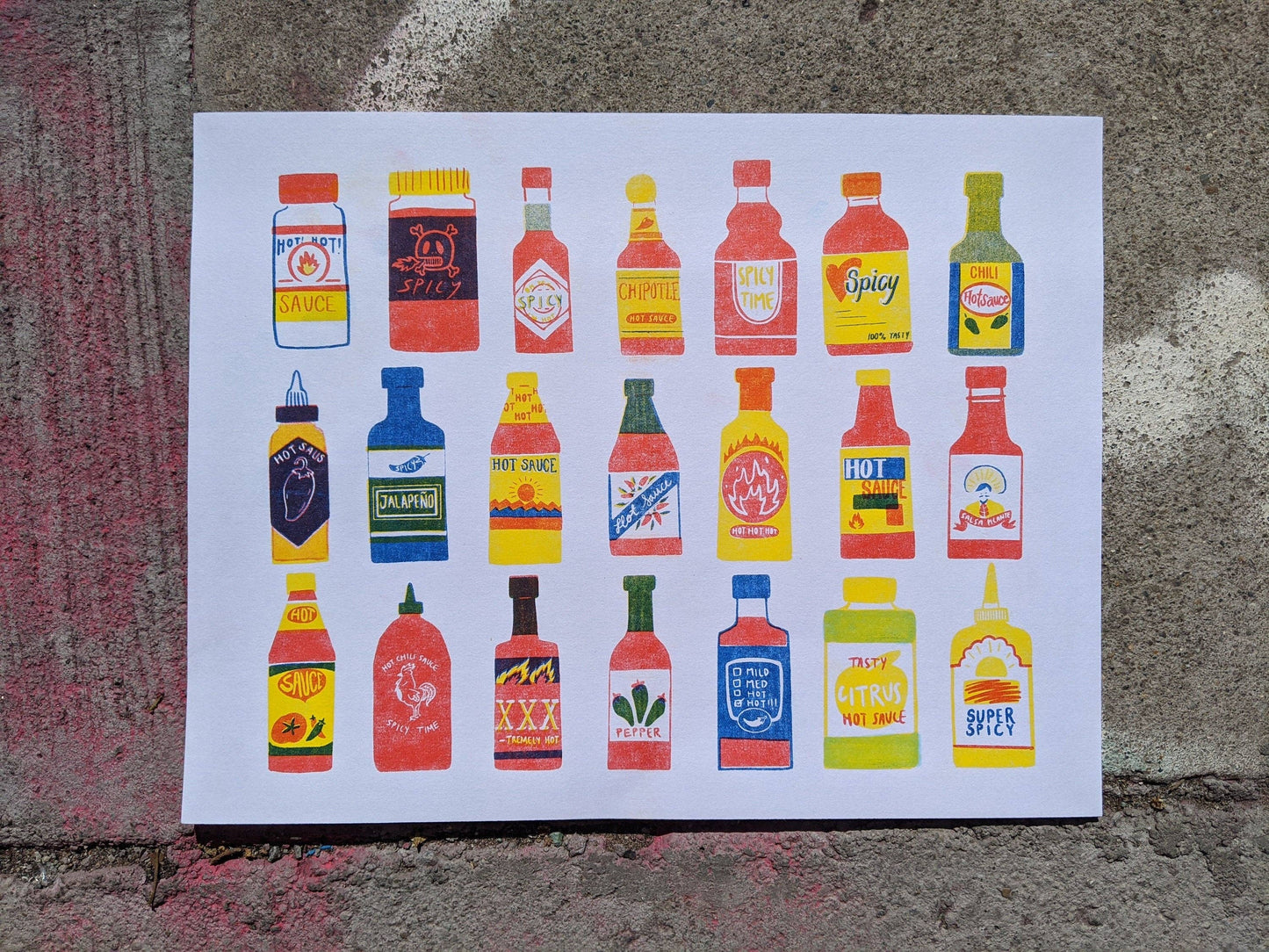 Hot Sauce Risograph Print