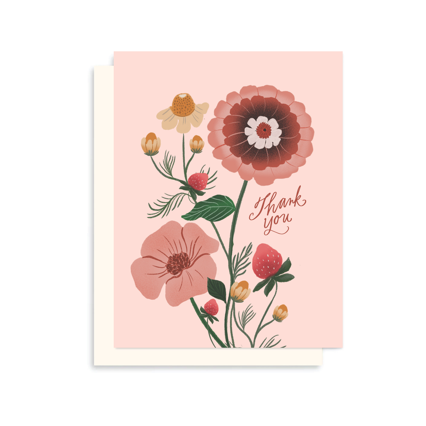 Floral and Berry Thank You Card