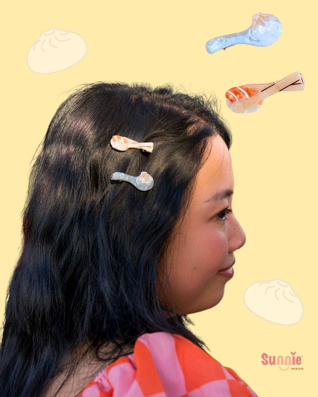 Mini Dim Sum Sushi Hair Clip Set