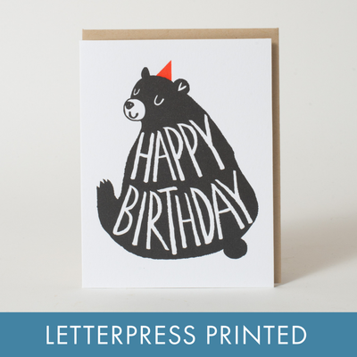 Black Bear Birthday Letterpress Card