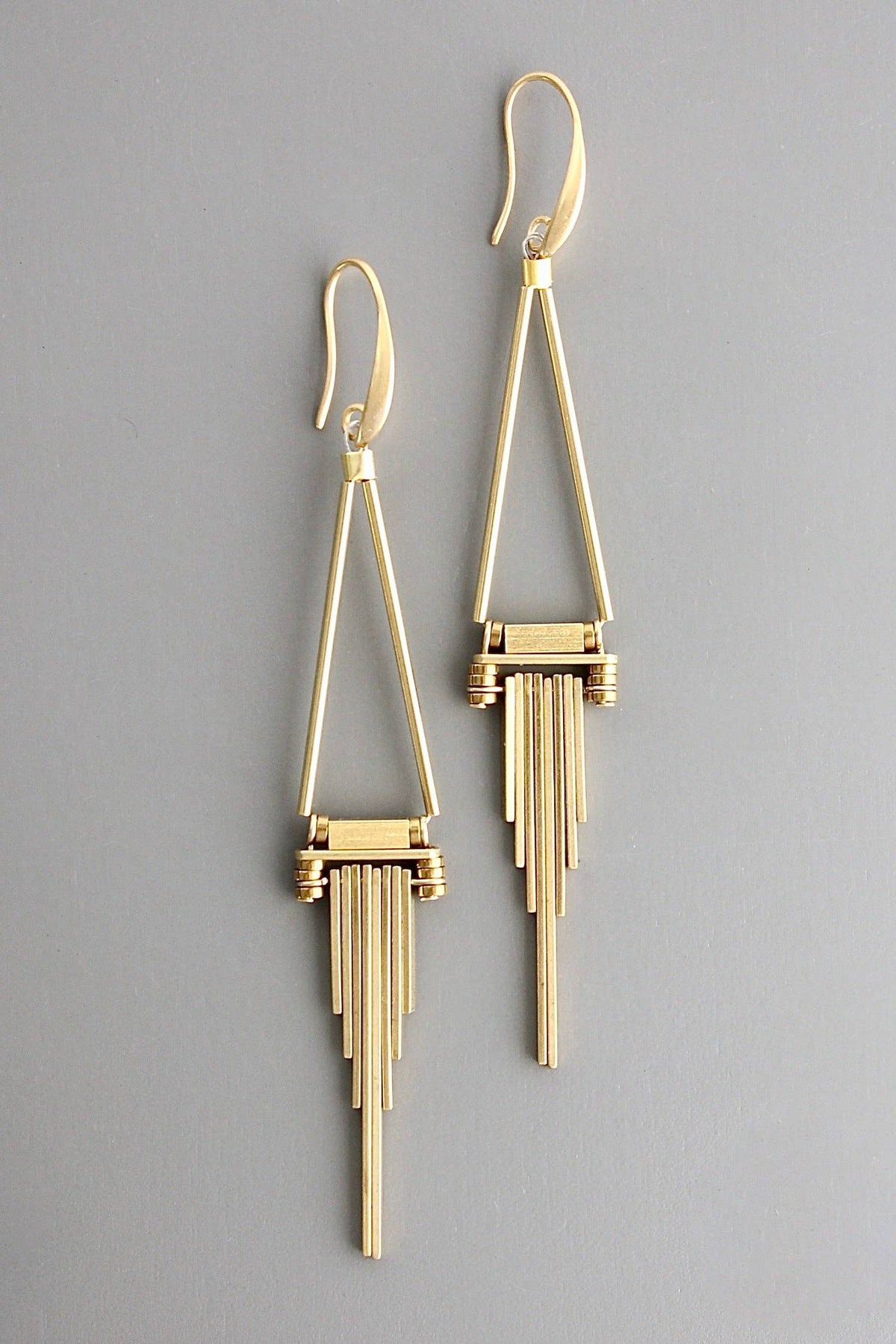Brass Triangle Chandelier earrings