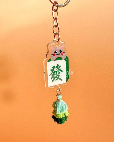 Mahjong Cat Acrylic Keychain