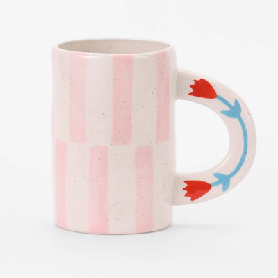 Pink Striped Ceramic Mug